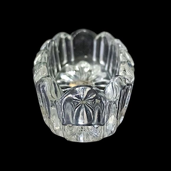 Open Glass Salt Cellar Oval Starburst Antique Clear Oblong Victorian Art Deco. - Picture 6 of 16